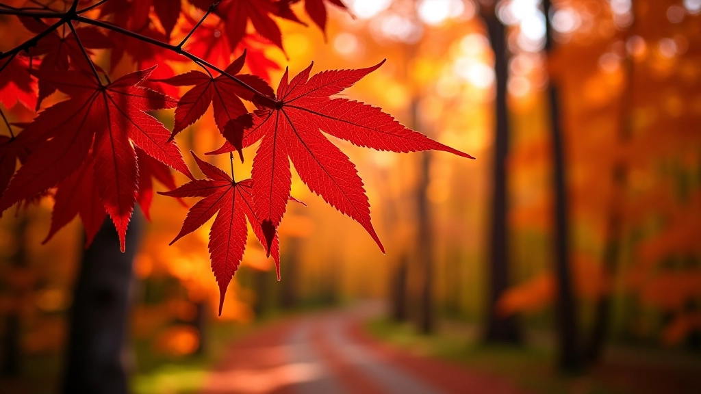 Klevų lapai raudoni ir oranžiniai rudenį, lapų dažai, gražus medis